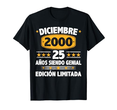 Comprar Diciembre 2000 25 Años Hombre Cumpleaños Diciembre Catálogo 2000 Camiseta Ofertas 2025 | regaloscumple.com