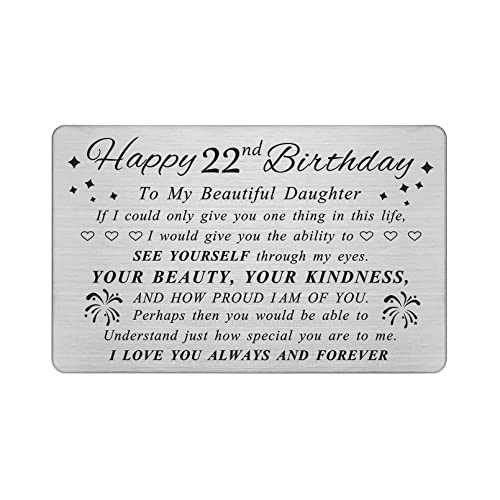 Comprar DEGASKEN Tarjeta Cumpleaños cumpleaños 22 para hija regalo cumpleaños para hija 22 años decoraciones cumpleaños número 22 para mujeres jóvenes tarjeta cartera grabada personalizada Ofertas 2024 | regaloscumple.com