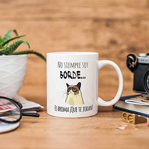 Comprar ahora MUGFFINS Taza de Cerámica Graciosa - No Siempre Soy Borde, es Broma 350 ml Frases Humor sarcástico