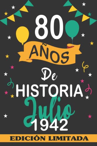 Consigue ahora 80 Años De Historia Julio 1942: 80 años. Libro visitas cuaderno 110 páginas Catálogo felicitaciones idea regalo regalo Para la esposa novia mujer La madre Ofertas 2024 | regaloscumple.com