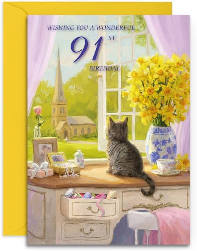 Consigue ahora Olivia Samuel - Tarjeta felicitación 91 cumpleaños (tamaño A5 148 mm x BlackFriday 210 mm) con sobre cierre y cierre Ofertas 2024 | regaloscumple.com