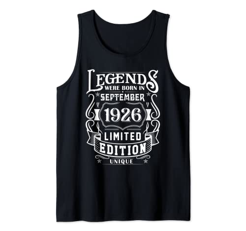 Comprar Cumpleaños Septiembre 1926 Edición Ideas para regalar Limitada Regalo Vintage Camiseta sin Mangas Top Precio 2025 | regaloscumple.com