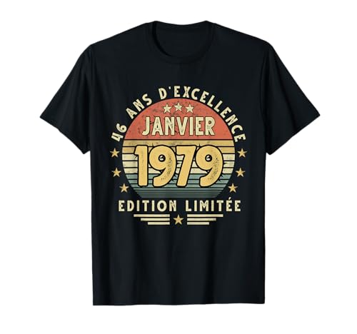 Comprar Enero 1979 Regalo Cumpleaños Enero 1979 Catálogo 46 años Hombre Camiseta Rebajas 2025 | regaloscumple.com