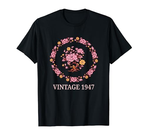 Comprar Vintage 1947 Flor Floral Catálogo Árbol la Vida Mujer 77 Cumpleaños Camiseta Top Precio 2024 | regaloscumple.com