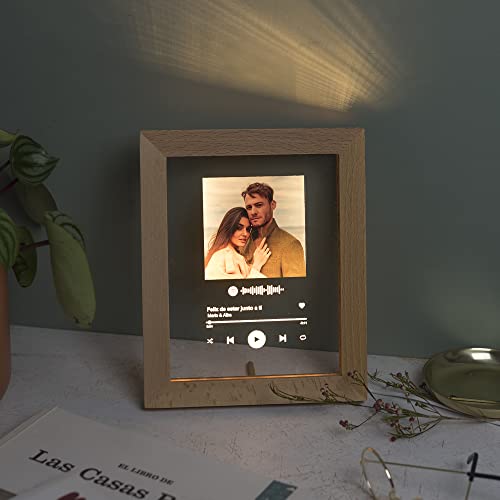 Top Precios Transparent Gift Placa Spotify Personalizada con Foto. Diseño con Código escaneable   Canción. Regalo   Cumpleaños Original  Regalos Pareja  Aniversario  San Valentín. Con Marco o Base con Luz