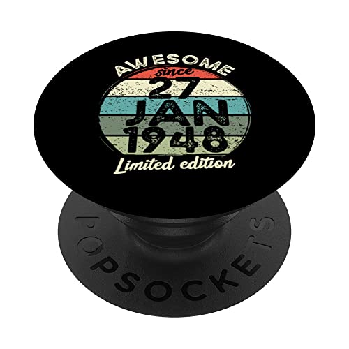Comprar Camiseta cumpleaños 75 años 27 enero Promoción 1948 75 cumpleaños PopSockets PopGrip Intercambiable Rebajas 2024 | regaloscumple.com