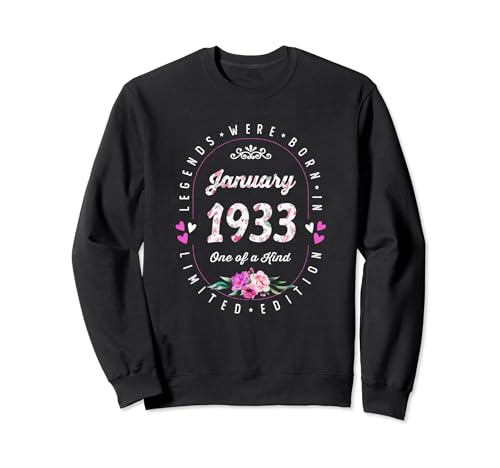Comprar Cumpleaños Floral Ideas para regalar - Las Leyendas nacen en Enero 1933 Sudadera Rebajas 2025 | regaloscumple.com