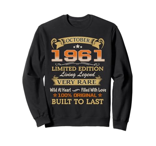 Consigue ahora Octubre Regalos 1961 Edición Limitada Living Legend 60 Cumpleaños Sudadera Top Precio 2024 | regaloscumple.com