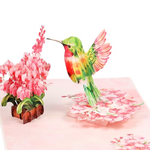 Comprar Tarjeta cumpleaños para mujer diseño orquídea y colibrí en 3D BlackFriday tarjetas cumpleaños para mamá esposa hija hermana novia abuela día la madre agradecimiento aniversario día San Rebajas 2025 | regaloscumple.com