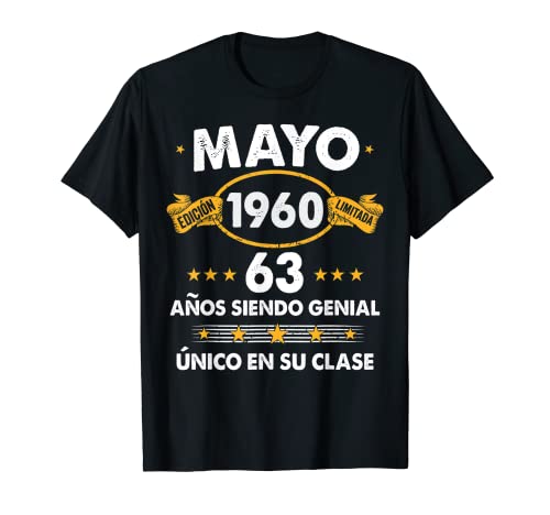 Consigue ahora Hombre 63 Años Cumpleaños Regalo Hombre Mayo 1960 Mayo Promoción 63 Años Camiseta Top Precio 2024 | regaloscumple.com