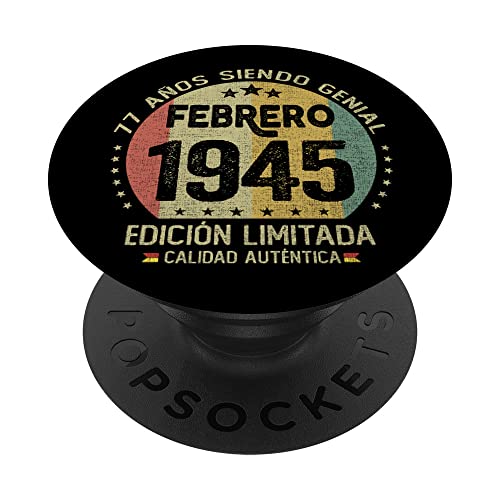 Comprar Regalo 77 años Cumpleaños Hombre Mujer - Febrero 1945 PopSockets PopGrip Intercambiable Cumpleaños Rebajas 2025 | regaloscumple.com