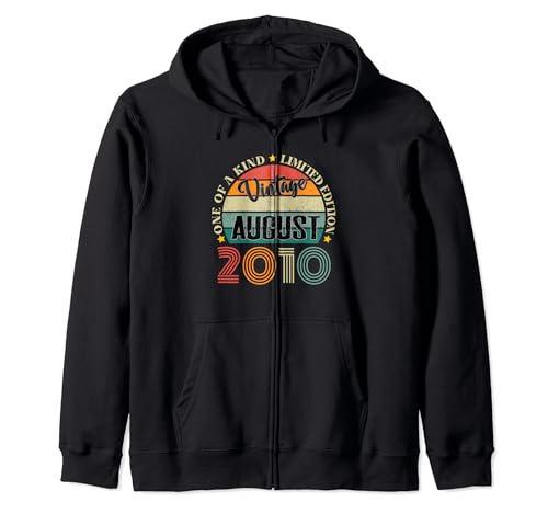 Consigue ahora 14 Años Vintage Agosto 2010 14th Cumpleaños Retro Sudadera con Ideas para regalar Capucha Top Precio 2024 | regaloscumple.com