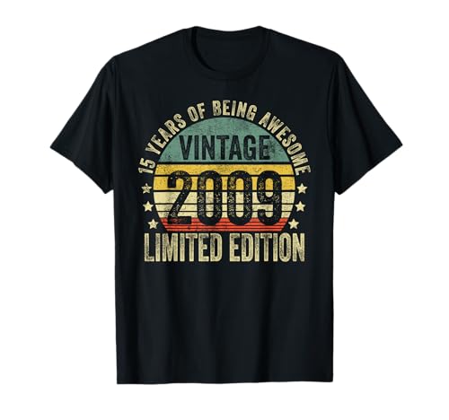 Consigue ahora 15 Year Old Catálogo Gifts Vintage 2009 Limited Edition 15th Birthday Camiseta Rebajas 2023 | regaloscumple.com
