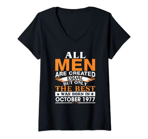 Comprar Regalos Mujer Hombres lo mejor nació en octubre 1977 regalo cumpleaños Camiseta Cuello V Ofertas 2024 | regaloscumple.com