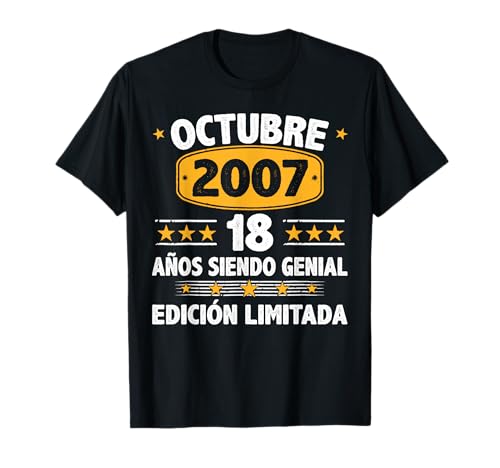 Comprar Promoción Octubre 2007 18 Años Hombre Cumpleaños Regalo Octubre 2007 Camiseta Rebajas 2024 | regaloscumple.com