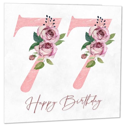 Comprar Tarjeta 77 cumpleaños para mujer tarjetas florales 77 cumpleaños para mujer 77 años setenta setenta y Promoción séptima damas abuela madre tía hermana mamá amiga Rebajas 2024 | regaloscumple.com