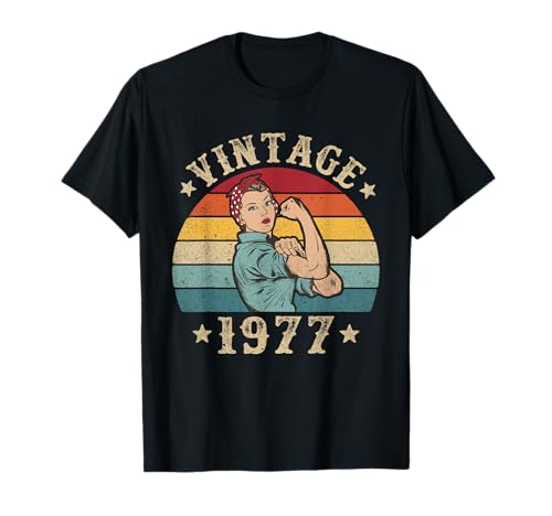Consigue ahora Regalo 47 cumpleaños Señoras Año 1977 Mujeres Catálogo 47 años Camiseta Ofertas 2024 | regaloscumple.com