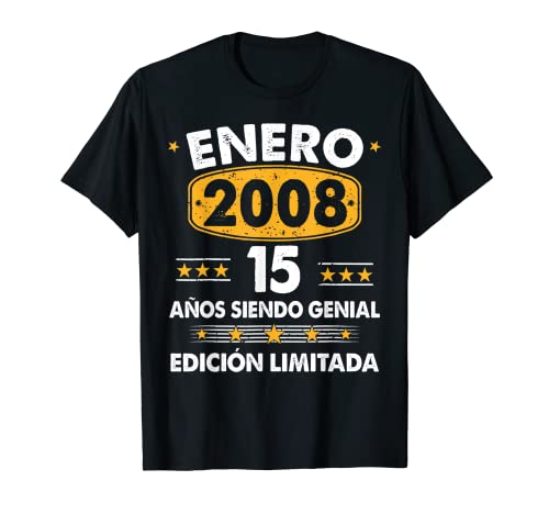 Consigue ahora 15 Años Cumpleaños Regalo Niño Ideas para regalar Enero 2008 Enero 15 Años Camiseta Top Precio 2024 | regaloscumple.com