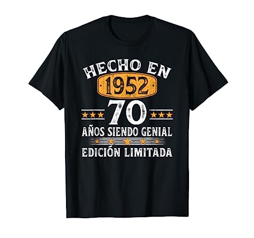 Consigue ahora 70 Años Cumpleaños Regalo Para Hombre Mujer Hecho En 1952 Ideas para regalar Camiseta Rebajas 2024 | regaloscumple.com