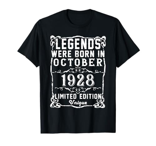 Consigue ahora Cumpleaños Octubre 1928 Edición Limitada Regalo Used Vintage Camiseta Navidad Top Precio 2024 | regaloscumple.com