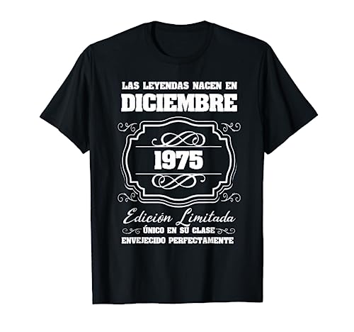 Consigue ahora Las Leyendas nacen Catálogo en Diciembre 1975 47 Cumpleaños Camiseta Rebajas 2024 | regaloscumple.com