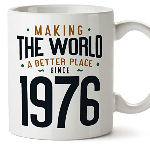 Comprar MUGFFINS Tazas 1976 Cumpleaños - En Inglés - Making the World a Better Place - 11 oz / 330 ml - Regalo Regalos original y divertido Top Precio 2024 | regaloscumple.com