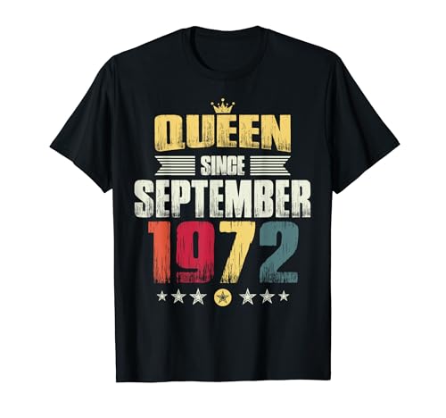 Comprar Regalo fiesta cumpleaños 47 para mujeres reina desde septiembre Ideas para regalar 1972 Camiseta Top Precio 2025 | regaloscumple.com