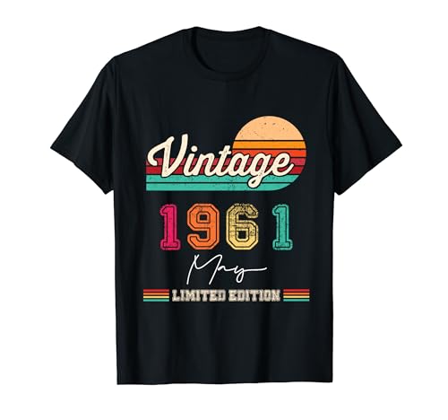 Comprar Nacido En Mayo 1961 Vintage Promoción Feliz Cumpleaños 63 Años Camiseta Top Precio 2024 | regaloscumple.com