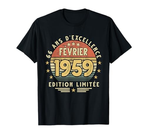 Consigue ahora Febrero 1959 Regalo Cumpleaños Febrero 1959 66 años Hombre Camiseta Catálogo Top Precio 2025 | regaloscumple.com