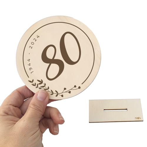 Comprar en Amazon Nagu® 80- Regalos Aniversario  Bodas  cumpleaños 80 años. Tarjeta felicitacion o topper e ideas originales   decoracion para hombres o mujer  en el Aniversario   madre y padre  mamá papá