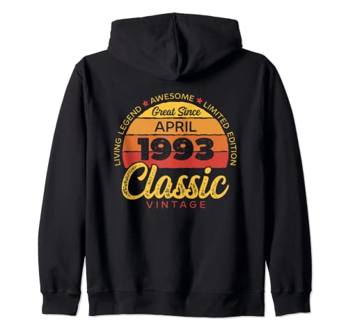 Comprar Retro 30 Años Abril 1993 Cumpleaños Vintage Bday Classic Sudadera con Capucha Top Regalos Precio 2025 | regaloscumple.com