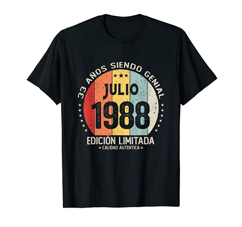 Consigue ahora 33 años Cumpleaños Hombre Mujer - Julio Promoción 1988 Regalo 33 años Camiseta Rebajas 2024 | regaloscumple.com