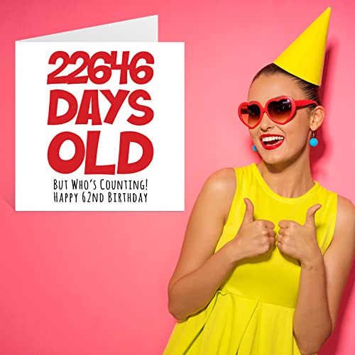 Ofertas en regaloscumple.com Tarjeta cumpleaños 62 hombres mujeres él ella 22646 días edad