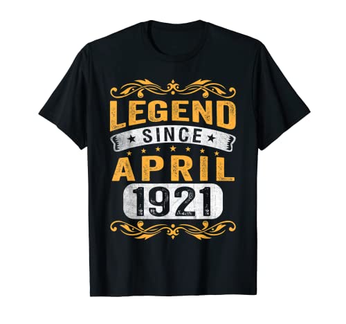 Consigue ahora Regalos 101 Años Leyenda Desde Regalos Abril 1921 101 Cumpleaños Camiseta Rebajas 2025 | regaloscumple.com