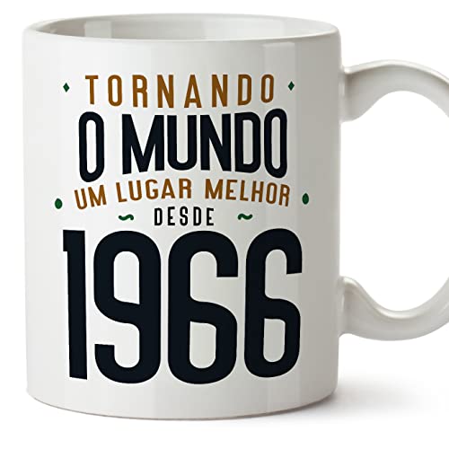 Comprar MUGFFINS Tazas 1966 Cumpleaños - En Portugués - Tornando o Mundo um Lugar Melhor - 11 oz Navidad / 330 ml - Regalo original y divertido Top Precio 2024 | regaloscumple.com