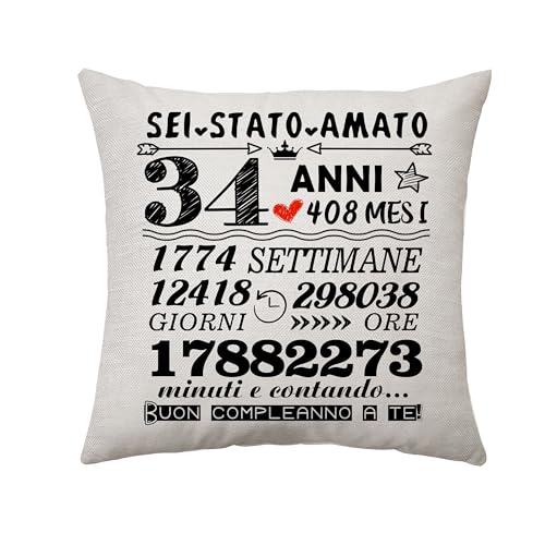 Consigue ahora 34 años Cumpleaños Regalos Para Hombres Marido Regalos Cumpleaños 34 ° Almohada Fundas Recuerdo Decoración para Papá Tío Novio Regalos Cumpleaños para 34 Años Hermano Amigo Compañeros Regalo (34 Años Ofertas 2024 | regaloscumple.com