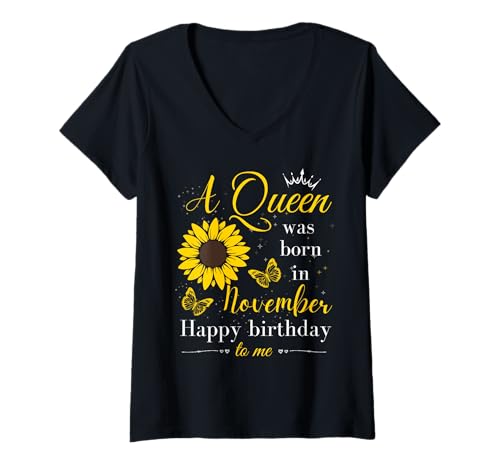 Consigue ahora Mujer Una reina nació en noviembre Mujeres Niñas Noviembre Cumpleaños Camiseta Cuello V Ideas para regalar Rebajas 2025 | regaloscumple.com