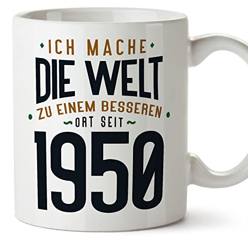 Consigue ahora MUGFFINS Tazas 1950 Cumpleaños - En Alemán - Ich Mache Die Welt zu Einem Besseren - 11 BlackFriday oz / 330 ml - Regalo original y divertido Ofertas 2024 | regaloscumple.com
