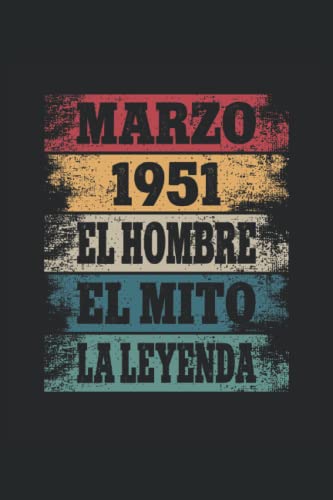 Consigue ahora Marzo 1951 - El Hombre - El Mito - La Leyenda: Regalos Originales para Hombre Papá Abuelo Hermano - Cumpleaños Diario Cuaderno De Notas Apuntes O Agenda Top Precio 2025 | regaloscumple.com