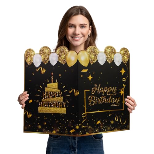 Comprar AHPYEUHK Tarjeta Feliz Cumpleaños Jumbo Cumpleaños Libro Invitados Decoraciones Cumpleaños 22x16 Promoción pulgadas Negro Oro (Tarjeta cumpleaños negra) Rebajas 2024 | regaloscumple.com