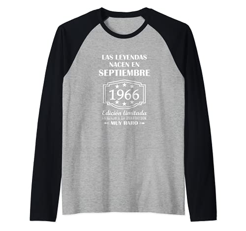 Comprar Las Leyendas nacen en Septiembre 1966 55° Catálogo cumpleaños Camiseta Manga Raglan Ofertas 2024 | regaloscumple.com