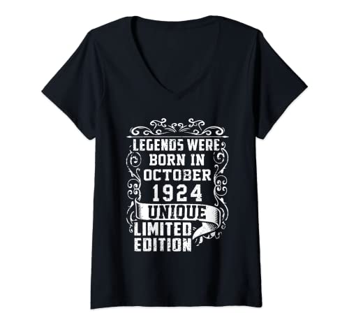 Consigue ahora Mujer Cumpleaños Octubre 1924 Cumpleaños Edición Limitada Regalo Used Vintage Camiseta Cuello V Ofertas 2025 | regaloscumple.com