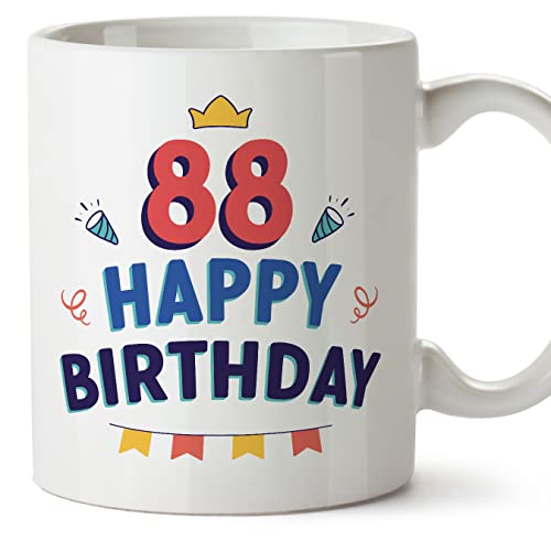 Comprar MUGFFINS Tazas 88 Cumpleaños - En Inglés - Happy Birthday! - Catálogo 11 oz / 330 ml - Regalo original y divertido Top Precio 2025 | regaloscumple.com
