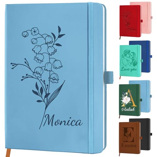 Consigue ahora STREADVE Libreta Personalizada Cuaderno A5 Personalizado con Nombre Flor Libreta Tapa Dura Notebook Cuero Cumpleaños Regalo Mujer Adultos Niña Scolar Pentagrama Cumpleaños Top Precio 2025 | regaloscumple.com