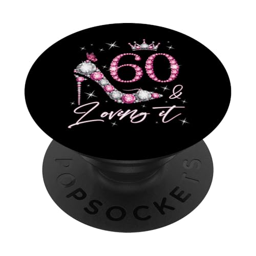 Consigue ahora 60 & Loving it 60 Cumpleaños 60 Navidad Años Mujer Reina Bday PopSockets PopGrip Adhesivo Top Precio 2024 | regaloscumple.com
