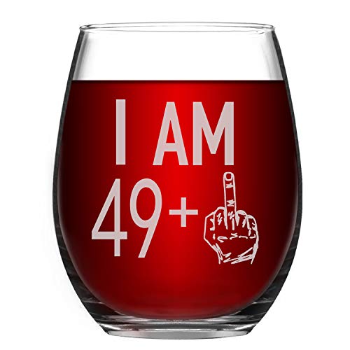 Comprar Livole Regalos 50 cumpleaños para mujeres y hombres 15 onzas sin tallo 49 Plus copas vino con un Regalos dedo medio vaso vino único irrompible para mejor amiga mamá esposa tía compañero Rebajas 2025 | regaloscumple.com