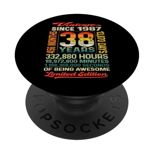 Comprar 38 años 456 meses ser impresionante nacido 1987 38 cumpleaños PopSockets PopGrip Adhesivo BlackFriday Ofertas 2025 | regaloscumple.com