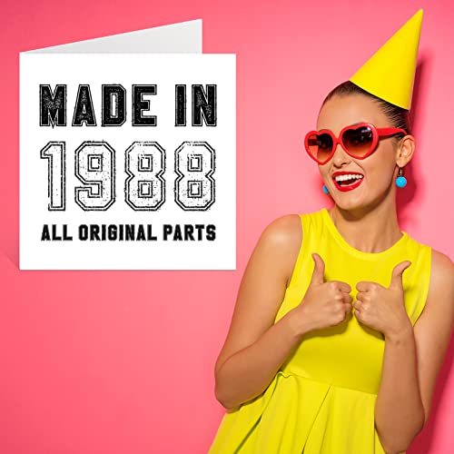 Ofertas en regaloscumple.com Tarjeta felicitación 34 cumpleaños hombres  mujeres  él y ella  fabricada en 1988  todas las piezas originales  divertida tarjeta felicitación 34 años papá  mamá  hermano  hermana  145 mm x 145 mm