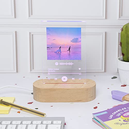 Ofertas de última hora Transparent Gift Placa Spotify Personalizada con Foto. Diseño Código escaneable de Canción. Regalo Cumpleaños Original, Regalos Pareja, Aniversario, San Valentín. Con Marco o Base Luz