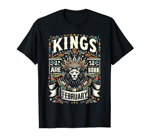 Consigue ahora Camiseta Ideas para regalar cumpleaños Retro Kings are born in February Camiseta Rebajas 2024 | regaloscumple.com